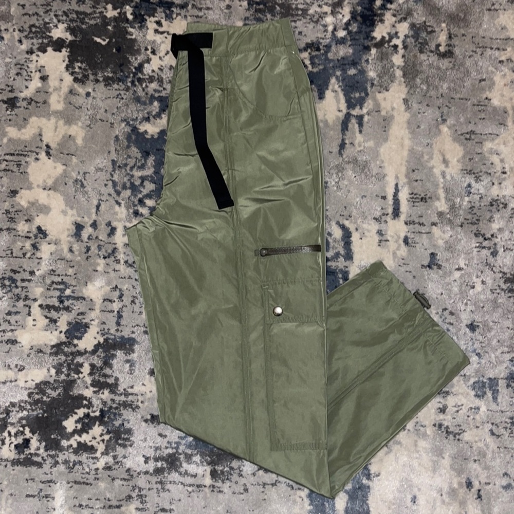 Adidas Womens Waist 34 Performance Track Cargo Pants Belted Activewear Olive